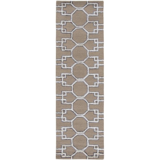 Libby Langdon Upton Mocha/Ink Asian Trellis 2'3" x 8' Runner Rug