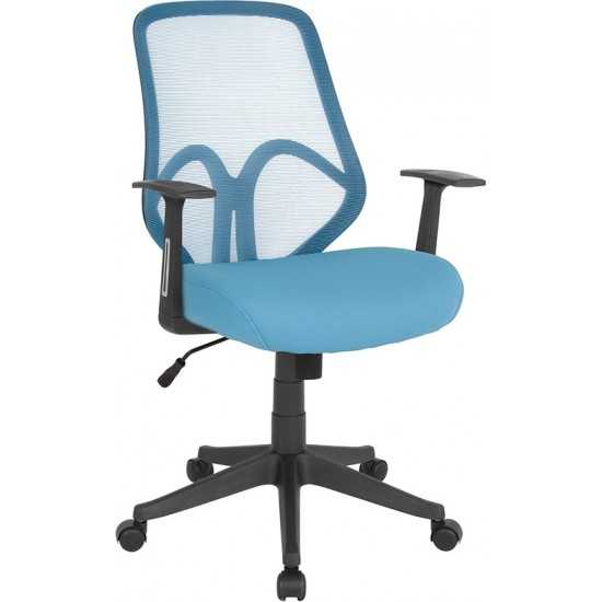 Salerno Series High Back Light Blue Mesh Office Chair with Arms
