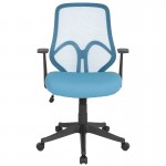 Salerno Series High Back Light Blue Mesh Office Chair with Arms