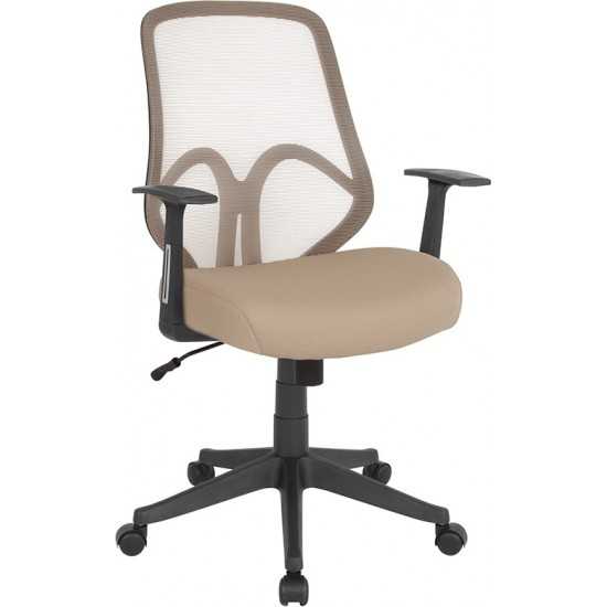 Salerno Series High Back Light Brown Mesh Office Chair with Arms