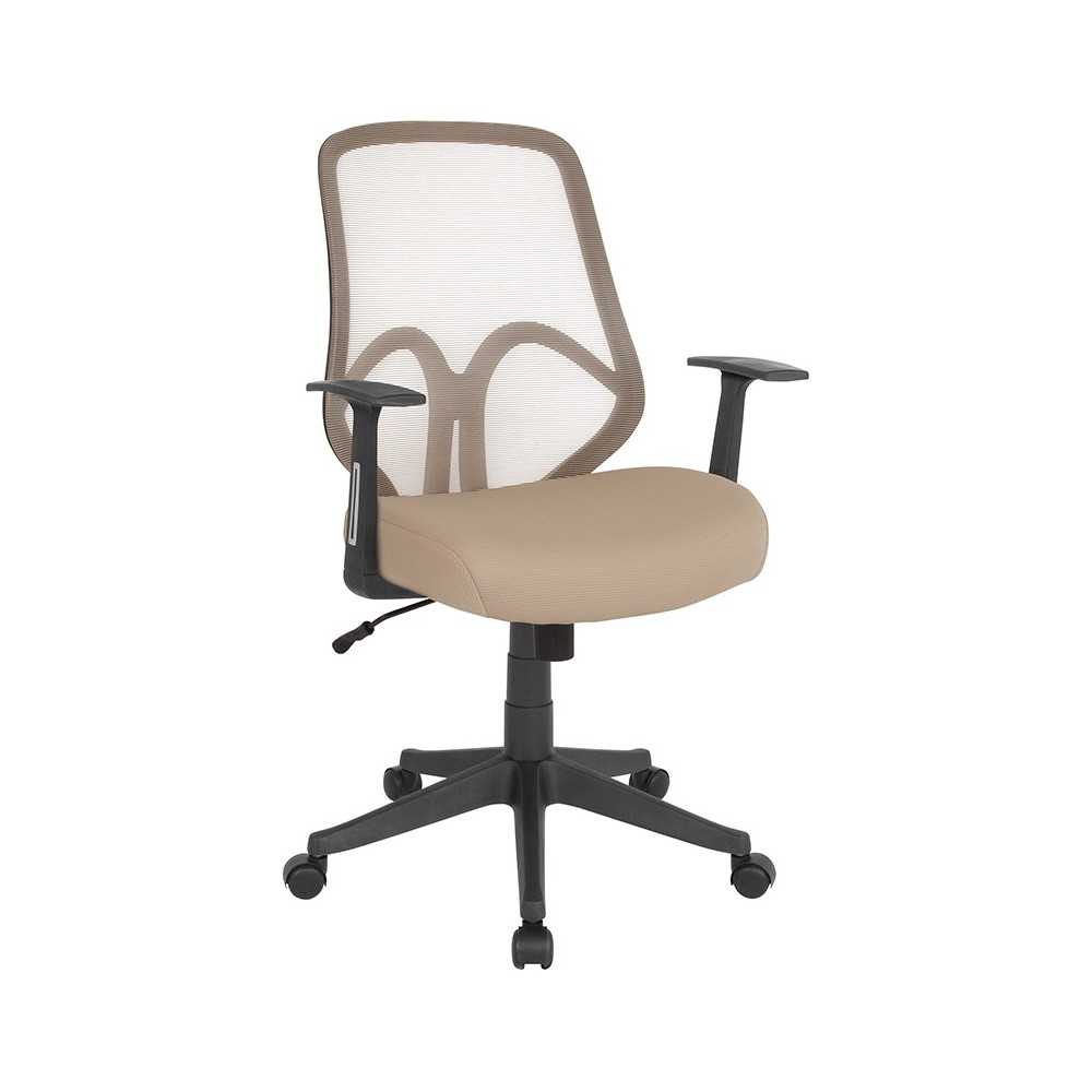 Salerno Series High Back Light Brown Mesh Office Chair with Arms