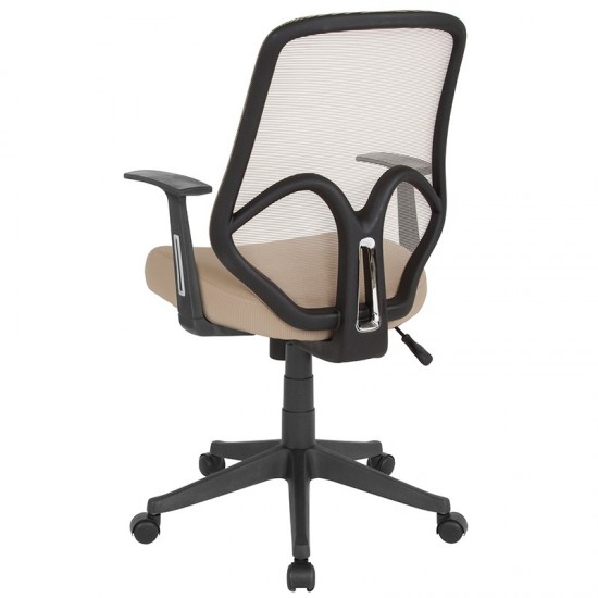 Salerno Series High Back Light Brown Mesh Office Chair with Arms