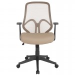 Salerno Series High Back Light Brown Mesh Office Chair with Arms