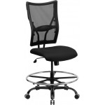 Big & Tall 400 lb. Rated Black Mesh Ergonomic Drafting Chair