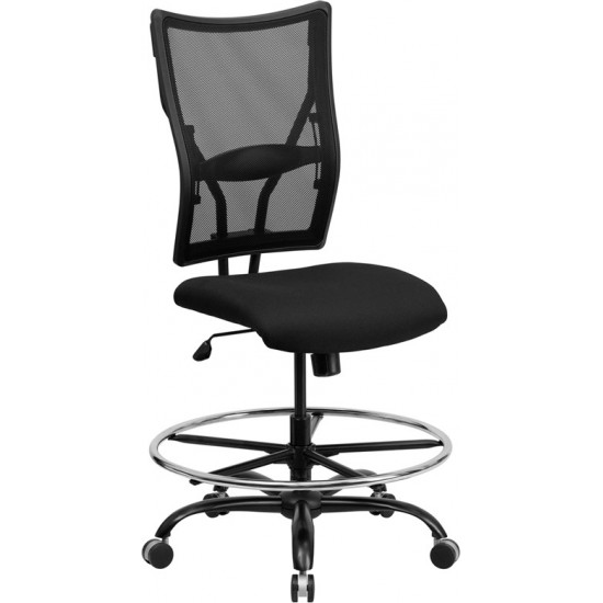 Big & Tall 400 lb. Rated Black Mesh Ergonomic Drafting Chair