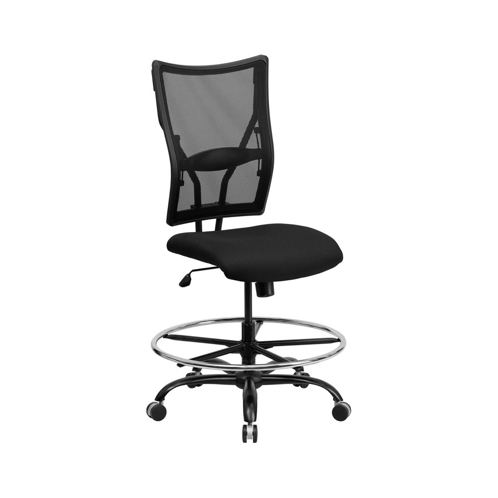 Big & Tall 400 lb. Rated Black Mesh Ergonomic Drafting Chair