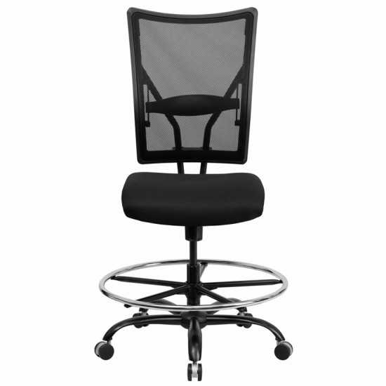 Big & Tall 400 lb. Rated Black Mesh Ergonomic Drafting Chair