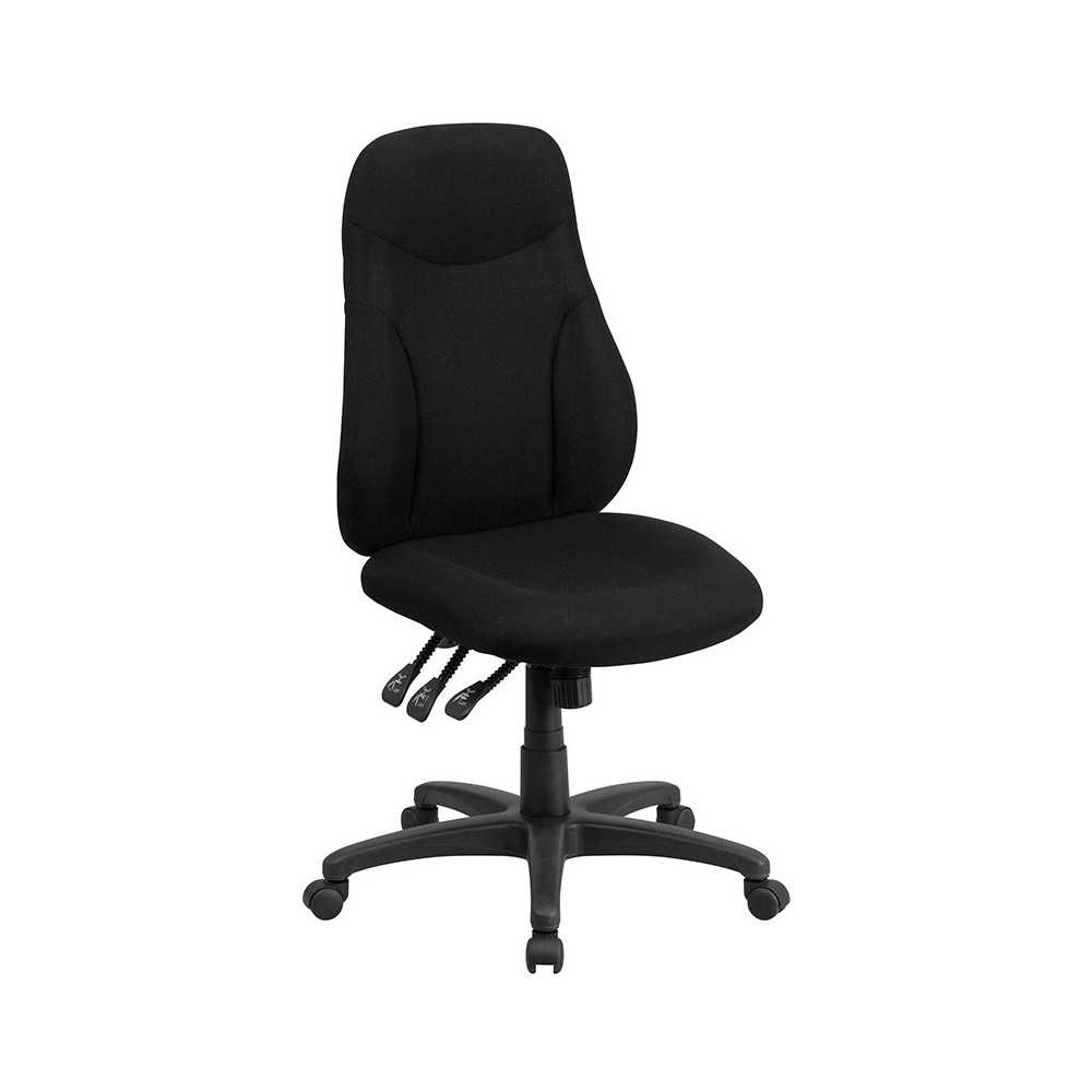 High Back Black Fabric Multifunction Swivel Ergonomic Task Office Chair