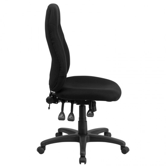 High Back Black Fabric Multifunction Swivel Ergonomic Task Office Chair