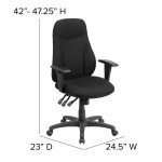 High Back Black Fabric Multifunction Swivel Ergonomic Task Office Chair with Adjustable Arms