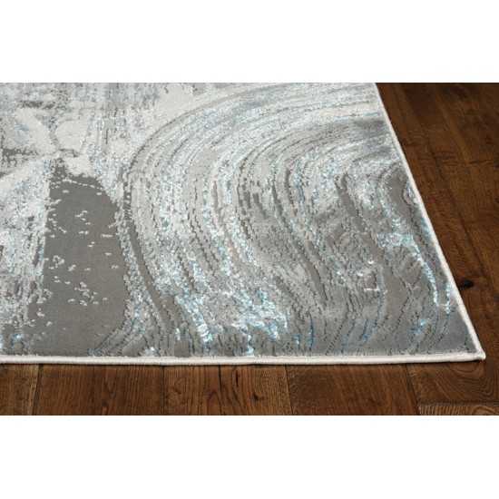 Luna Silver/Blue Stroked 3'3" x 4'11" Rug