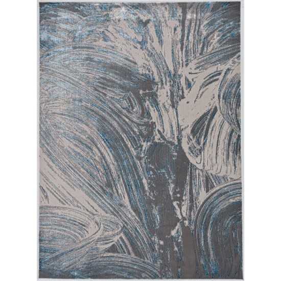 Luna Silver/Blue Stroked 5'3" x 7'7" Rug