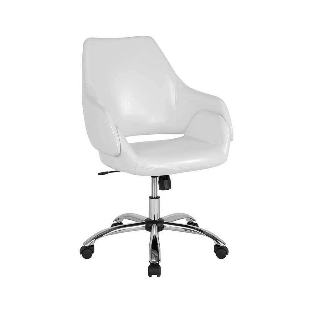 Madrid Home and Office Upholstered Mid-Back Chair in White LeatherSoft