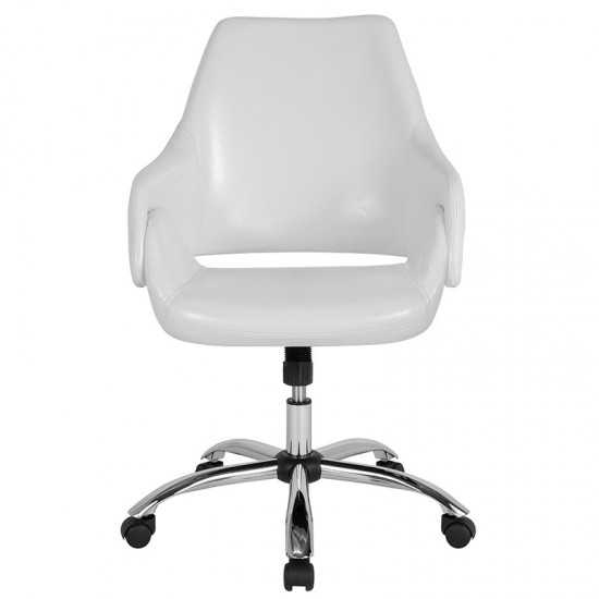 Madrid Home and Office Upholstered Mid-Back Chair in White LeatherSoft