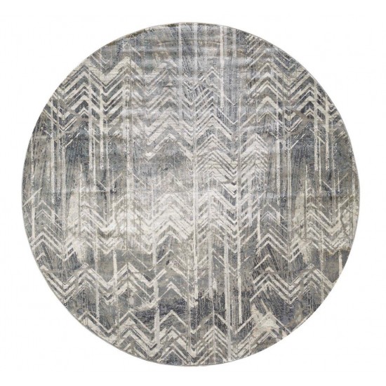 Montreal Grey Chevron 7'7" Round Rug