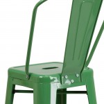 Commercial Grade 30" High Green Metal Indoor-Outdoor Barstool with Removable Back