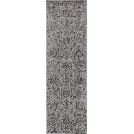 Provence Silver Allover Kashan 2'2"X 6'11" Runner Rug