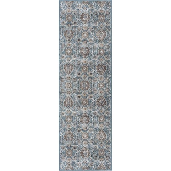 Provence Slate Blue Allover Kashan 2'2"X 6'11" Runner Rug