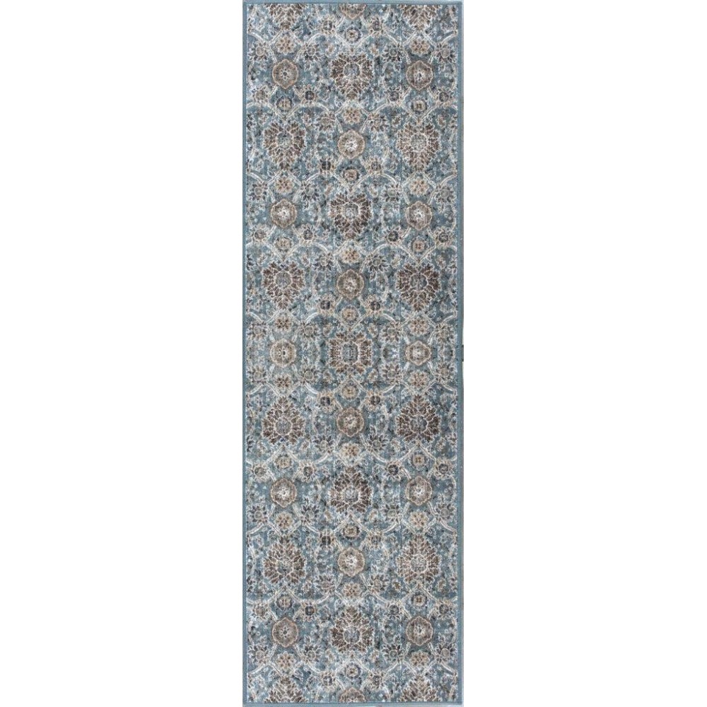 Provence Slate Blue Allover Kashan 2'2"X 6'11" Runner Rug