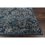 Provence Slate Blue Damask 2'2"X 6'11" Runner Rug