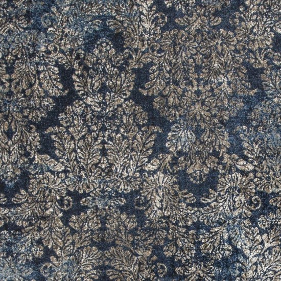 Provence Slate Blue Damask 2'2"X 6'11" Runner Rug