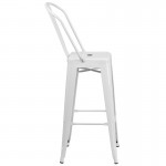 Commercial Grade 30" High White Metal Indoor-Outdoor Barstool with Removable Back