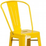 Commercial Grade 30" High Yellow Metal Indoor-Outdoor Barstool with Removable Back