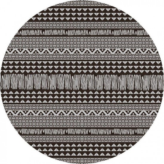 Provo Charcoal Tribe 7'10" Round Rug