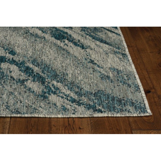 Provo Grey/Teal Strokes 7'10" Round Rug