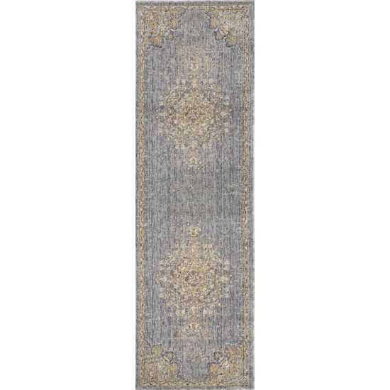 Ria Slate Grey Elegance 2'3" x 7'6" Runner Rug