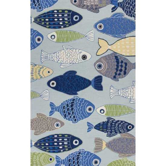 Sonesta Lt Blue Sea Of Fish 20" x 30" Rug