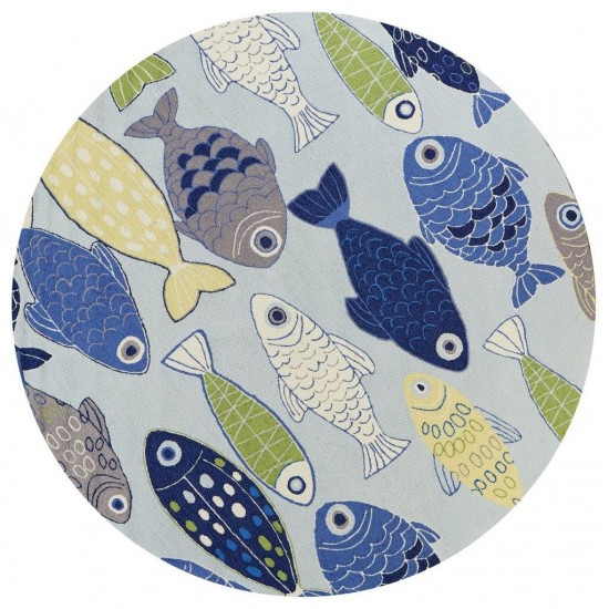 Sonesta Lt Blue Sea Of Fish 7'6" Round Rug