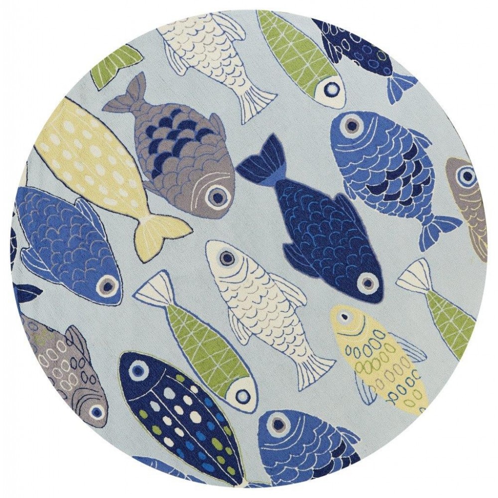 Sonesta Lt Blue Sea Of Fish 7'6" Round Rug Sonesta Lt Blue Sea Of Fish 7'6" Round Rug