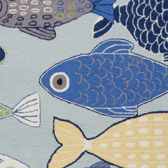 Sonesta Lt Blue Sea Of Fish 7'6" Round Rug