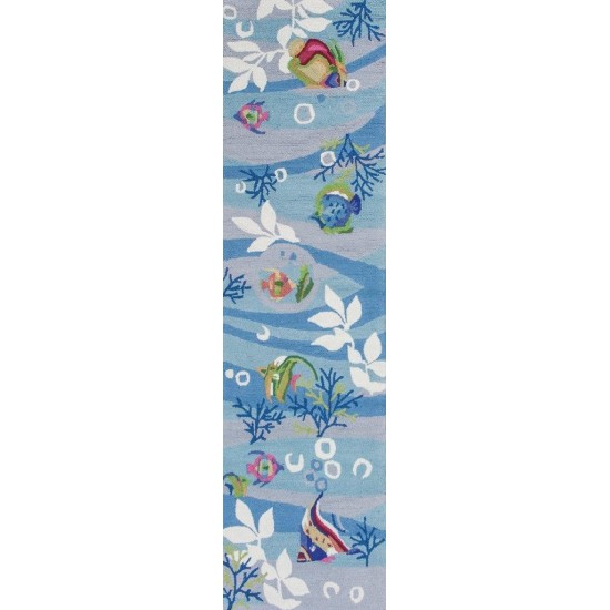 Sonesta Blue Tropical Fish 2' x 7'6" Runner Rug