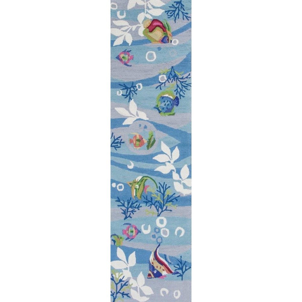 Sonesta Blue Tropical Fish 2' x 7'6" Runner Rug