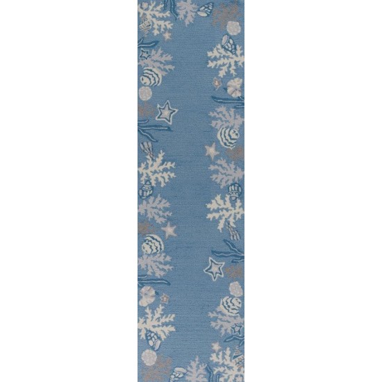 Sonesta Sea Blue Coastal 2' x 7'6" Runner Rug