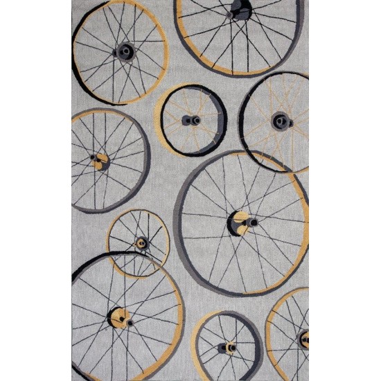 Sonesta Grey Wheels In Motion 5' x 7'6" Rug