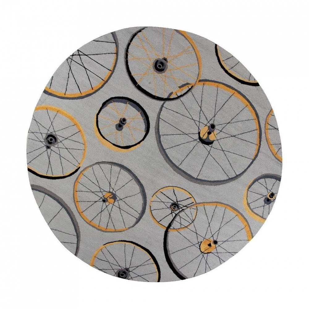 Sonesta Grey Wheels In Motion 7'6" Round Rug Sonesta Grey Wheels In Motion 7'6" Round Rug
