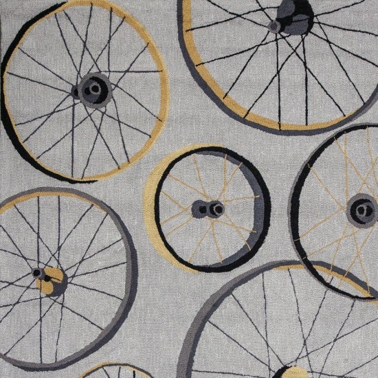 Sonesta Grey Wheels In Motion 7'6" Round Rug