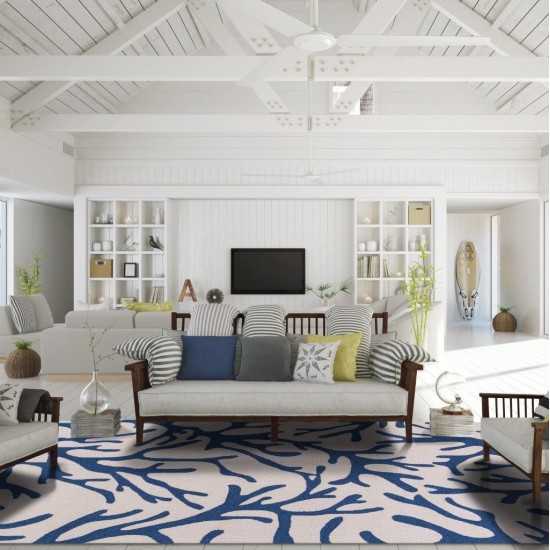 Sonesta Ivory/Blue Coral 5' x 7'6" Rug