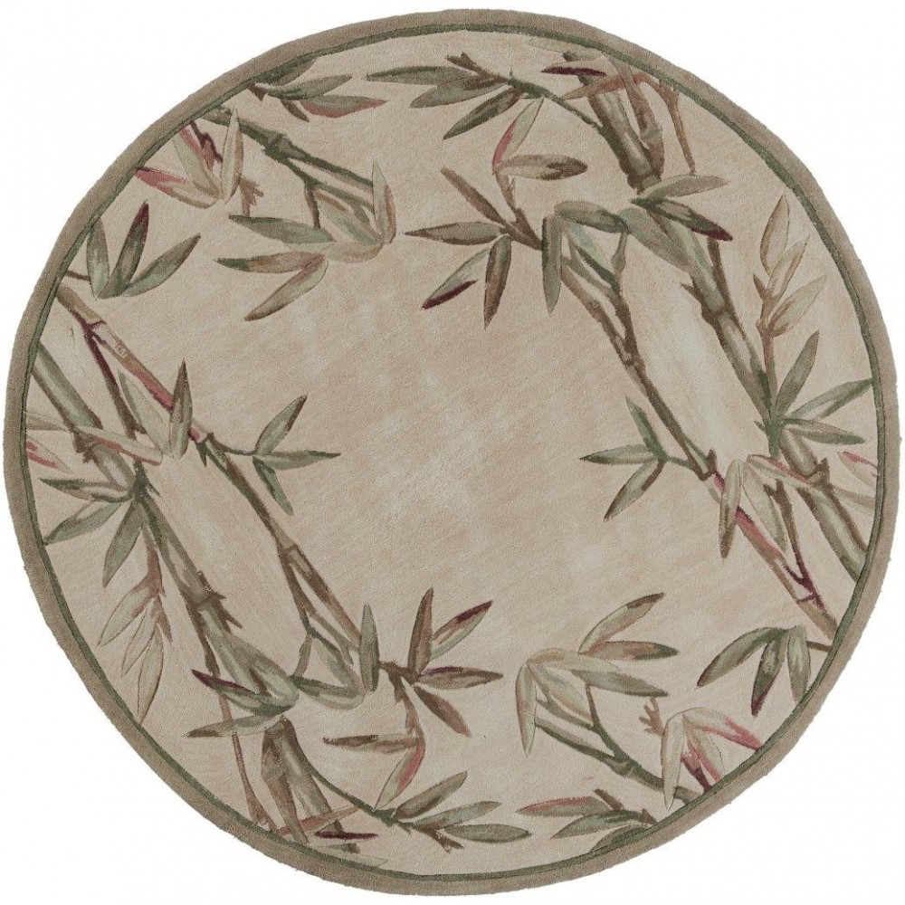 Sparta Ivory Bamboo Border 5'6" Round Rug