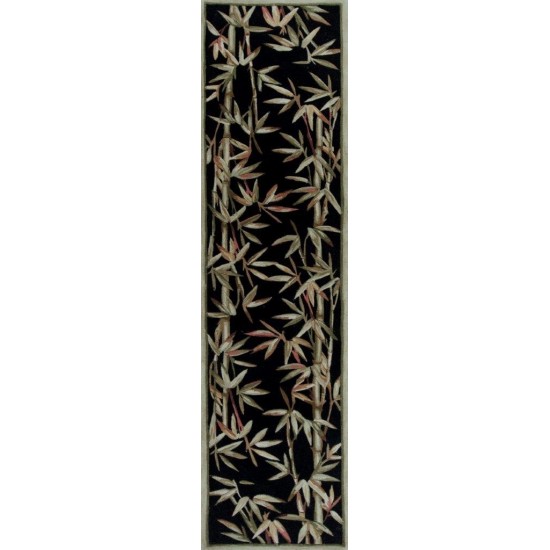 Sparta Black Bamboo Border 2'6" x 10' Runner Rug