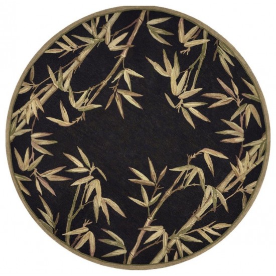 Sparta Black Bamboo Border 5'6" Round Rug