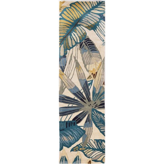 Sparta Ivory/Teal Nassau 2'6" x 10' Runner Rug