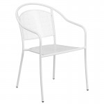 Commercial Grade 30" Round White Indoor-Outdoor Steel Folding Patio Table Set with 2 Round Back Chairs