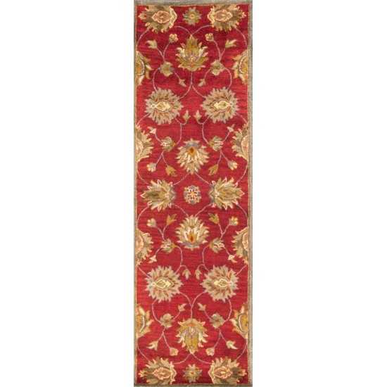 Syriana Red Allover Kashan 2'3" x 7'6" Runner Rug