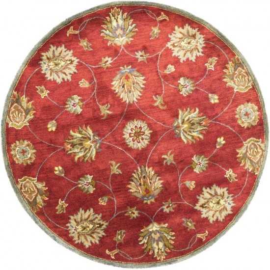 Syriana Red Allover Kashan 5'6" Round Rug