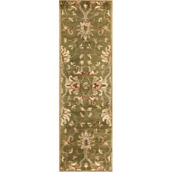 Syriana Emerald Green Agra 2'3" x 7'6" Runner Rug