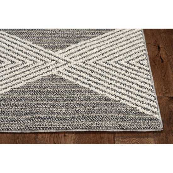 Terrace Grey/Ivory Diamonds 2'7" x 7'9" Runner Rug